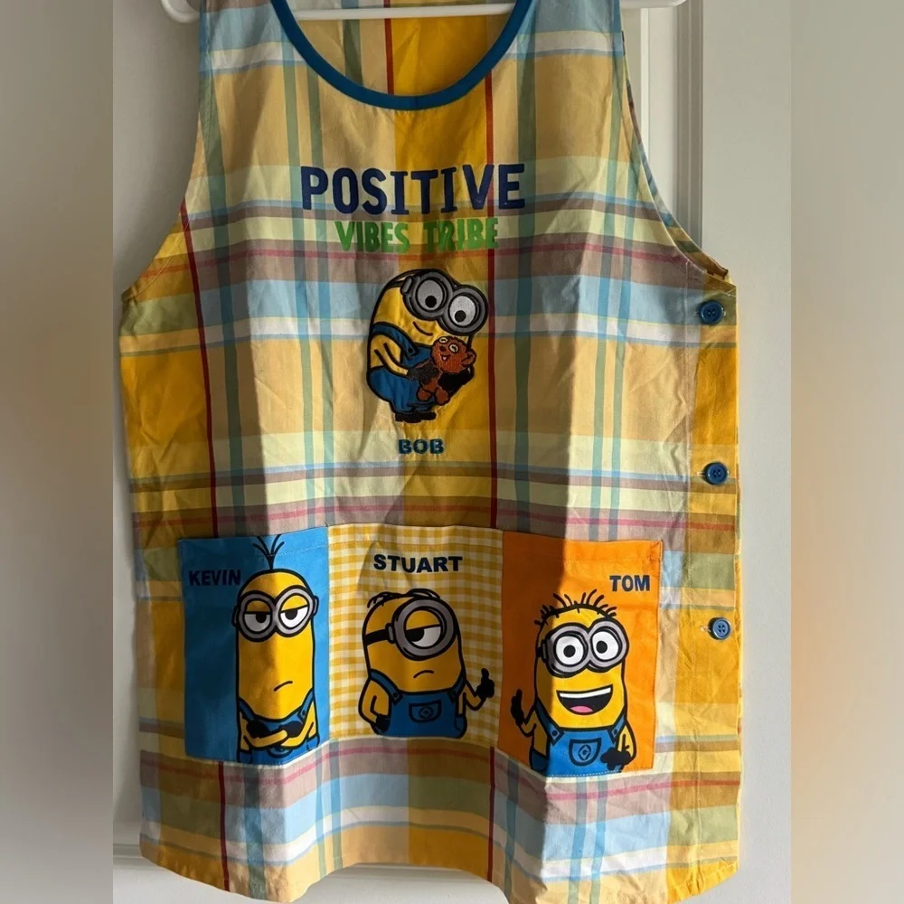 Minions Plaid Apron - Yellow and Blue